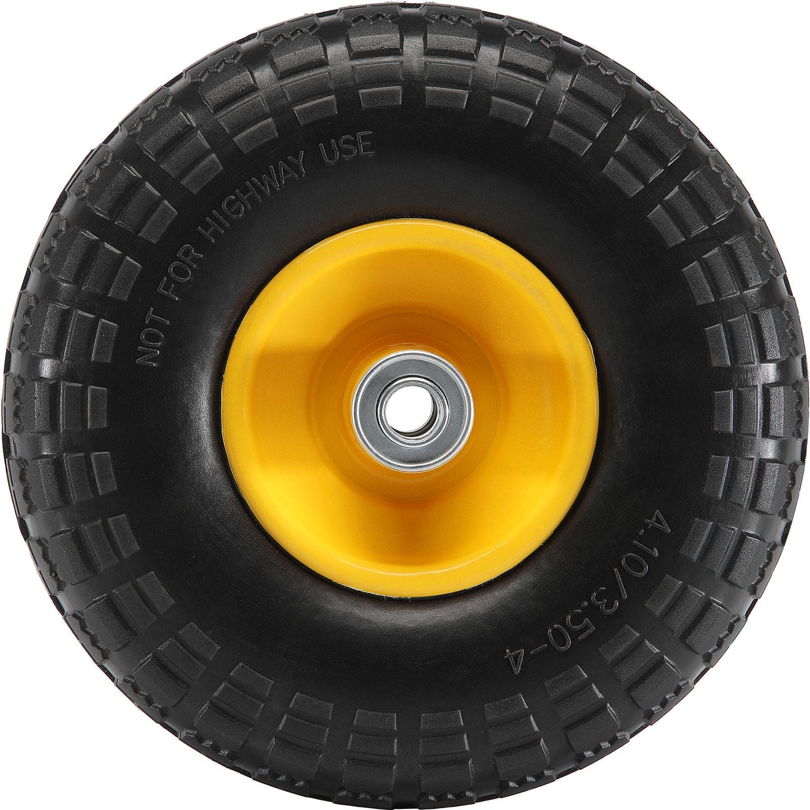 VEVOR Solid PU Run-Flat Tire Wheel, 10", 2-Pack, 400 lbs Dynamic Load, 450 lbs Static Load, Flat Free Tubeless Tires and Wheels for Hand Truck, Utility Cart, Dollies, Garden Trailers, Various Carts - Discount Msrp 