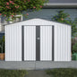 10X8 FT Outdoor Storage Shed, All Weather Metal Sheds with Lockable Doors, Tool Shed for Garden, Patio, Backyard, Lawn, Grey - Discount Msrp 