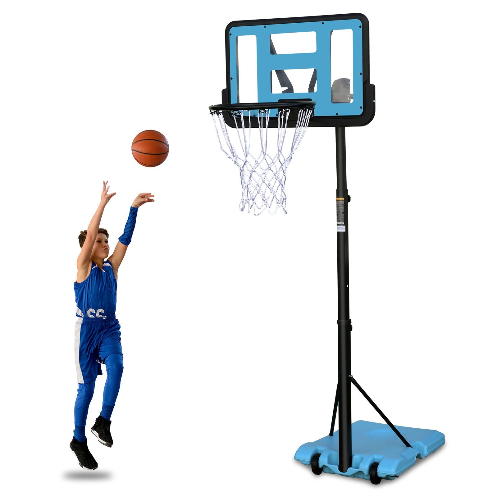 Use for Outdoor Height Adjustable 4.8 to 7.7ft Basketball Hoop 28 Inch Backboard Portable Basketball Goal System with Stable Base and Wheels - Discount Msrp 