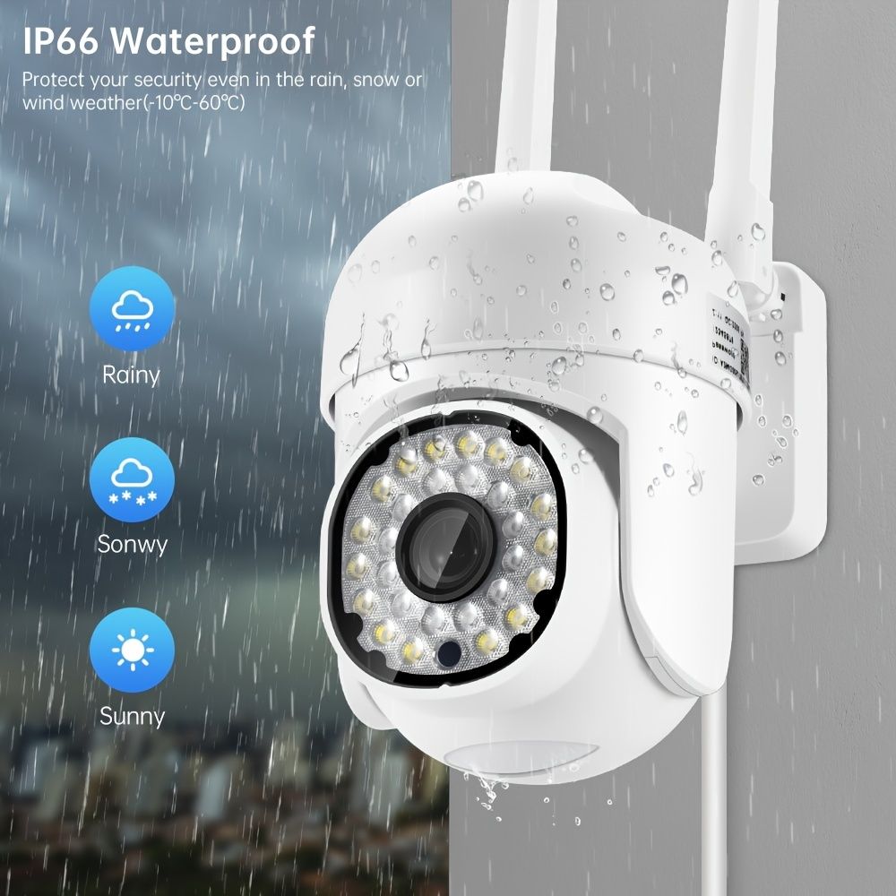 Security Cameras Outdoor - 1080P Color Night Vision Wireless WiFi Home Video Surveillance Pan & Tilt 360° View; Auto Tracking Smart Alerts; 2-Way Audio; Weatherproof Without TF/SD Card - Discount Msrp 