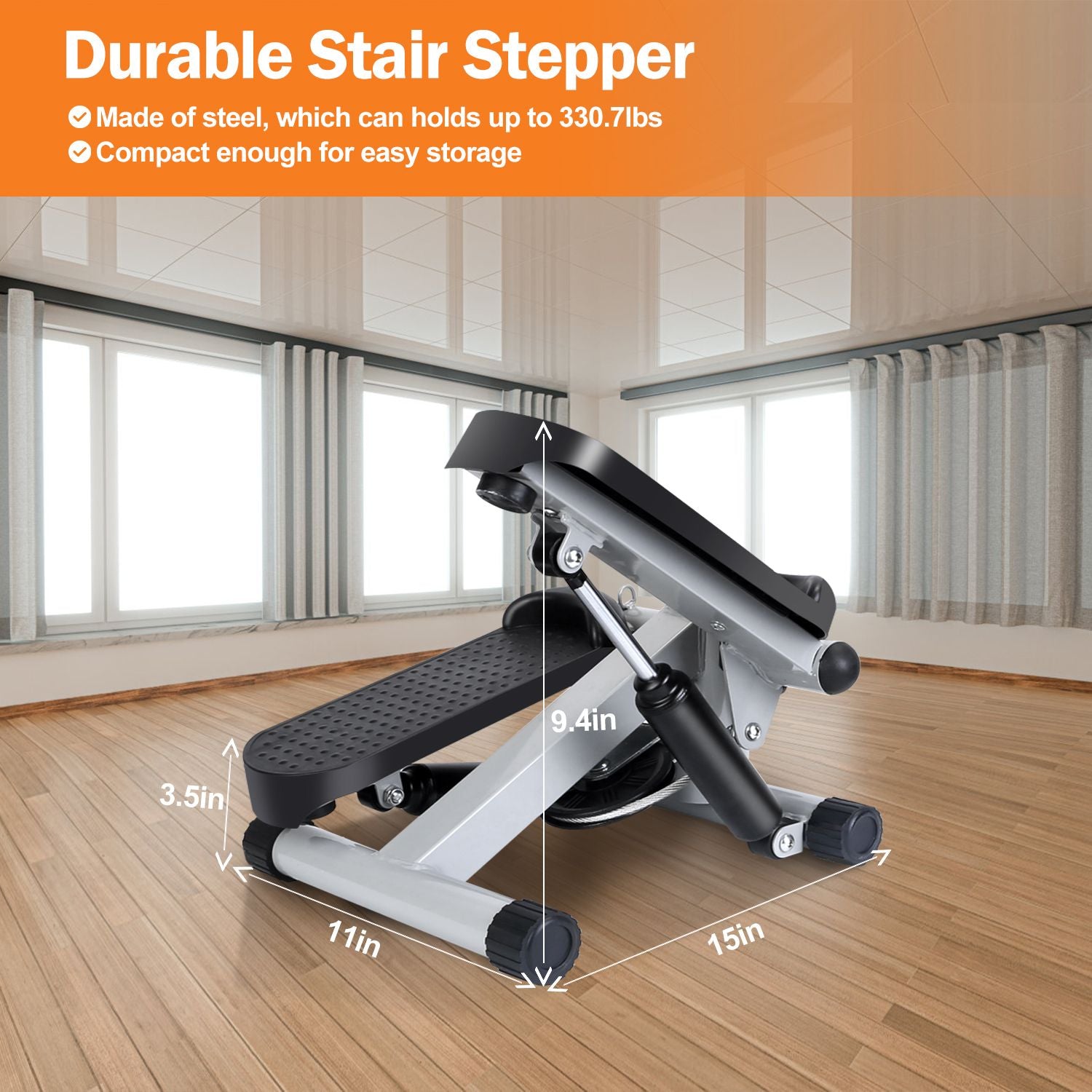 Exercise Stepper for Women Mini Fitness Stepper with 2 Resistance Bands LCD Monitor Max 330.7LBS Load Stair Stepper Quiet Stepper - Discount Msrp 