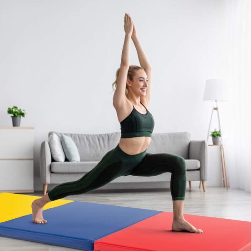 Portable Tri-Fold Gym Mat with Handles for Yoga - Discount Msrp 