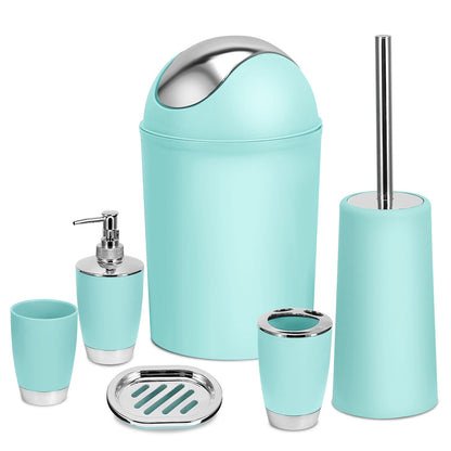 Bathroom Accessories Set 6 Pcs Bathroom Set Ensemble Complete Soap Dispenser Toothbrush Holder - Discount Msrp 