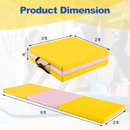 Portable Tri-Fold Gym Mat with Handles for Yoga - Discount Msrp 