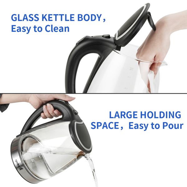 [Old Code: 93541003] ZOKOP HD-1857-A 110V 1200W 1.8L Electric Glass Kettle US Plug - Discount Msrp 