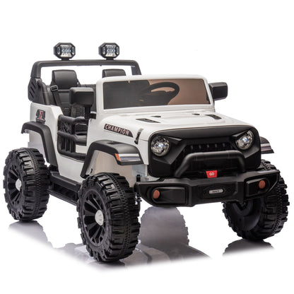 24V Two-seater Kids Ride On Electric Car W/parents control,Seat width 19.69in,400W motor,Four-wheel suspension,light&searchlight,USB,MP3,Bluetooth,Provide a speed of 1.86-4.35MPH for kids of 3+. - Discount Msrp 