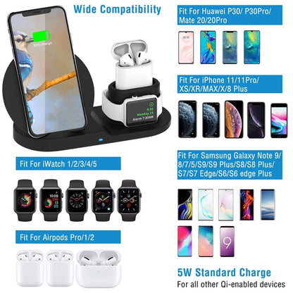 Wireless Charger 10W Fast Charging Station For iPhone Apple iWatch Series 5/4/3/2/1 AirPods - Discount Msrp 
