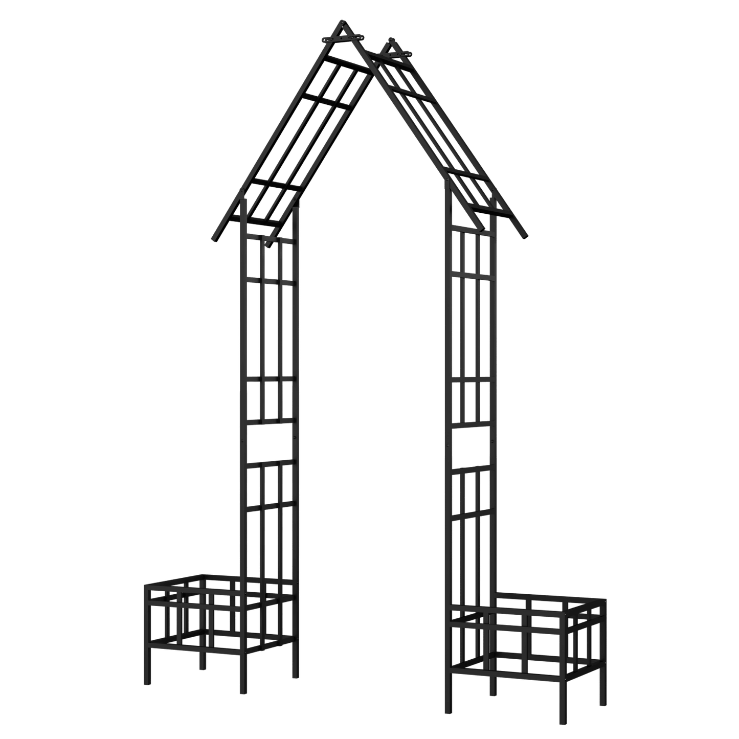 Metal Garden Arch with Adjustable Width W68.11''~W94.29'' Climbing Plants Support Rose Arch Outdoor Black - Discount Msrp 