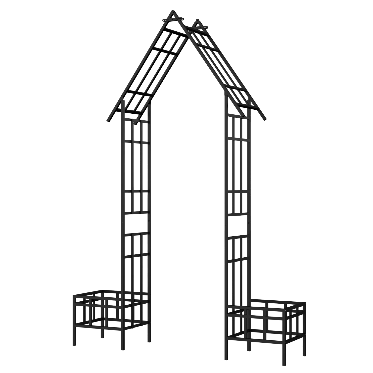 Metal Garden Arch with Adjustable Width W68.11''~W94.29'' Climbing Plants Support Rose Arch Outdoor Black - Discount Msrp 