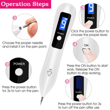 Skin Tag Repair Kit Portable Beauty Equipment Multi-Level with Home Usage USB Charging LCD Level Adjustable 6 Replaceable Needles - Discount Msrp 