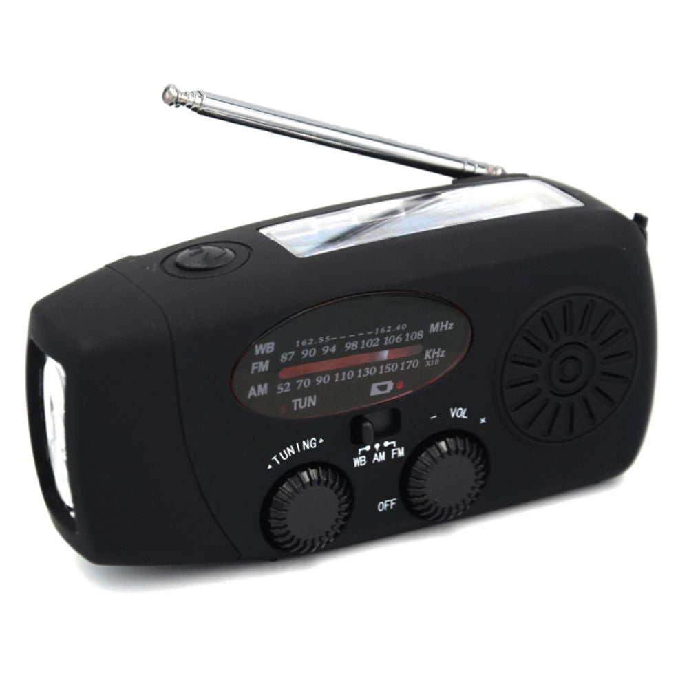 Multifunctional Hand Radio Solar Crank Dynamo Powered AM/FM/WB/NOAA Weather Radio Use Emergency LED Flashlight and Power Bank - Discount Msrp 