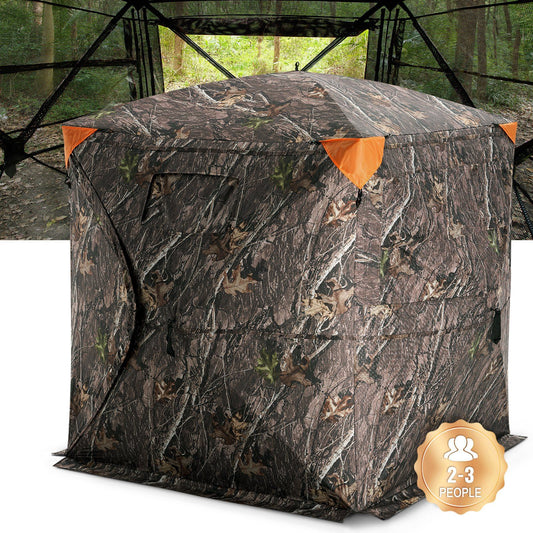 VEVOR Hunting Blind, 270° See Through Ground Blind, 2-3 Person Pop Up Deer Blind for Hunting with Carrying Bag, Portable Resilient Hunting Tent, One-Way See-Through Mesh for Turkey and Deer Hunting - Discount Msrp 