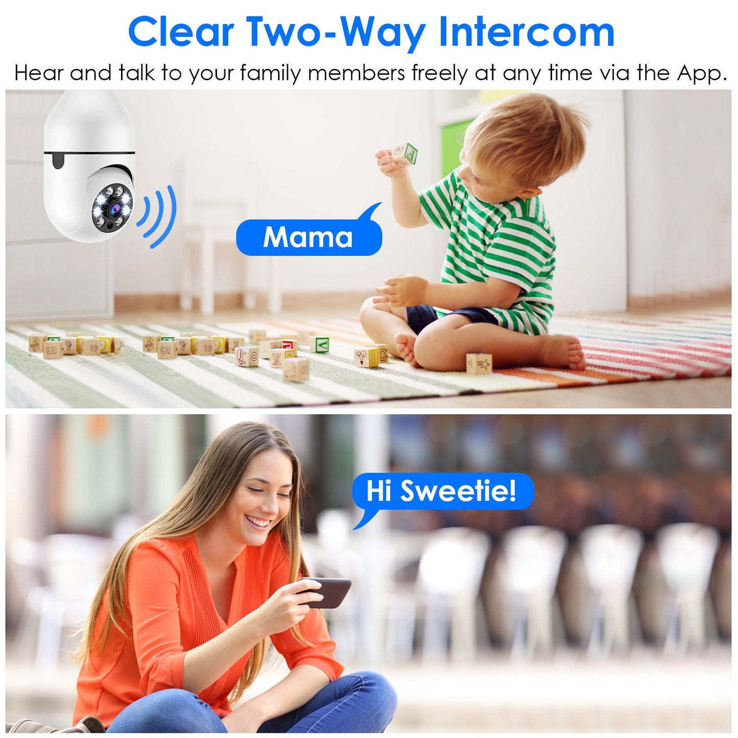 E27 WiFi Bulb Camera 1080P FHD WiFi IP Pan Tilt Security Surveillance Camera - Discount Msrp 