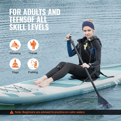VEVOR Inflatable Stand Up Paddle Board, 10' x 33" x 6" Wide SUP Paddleboard with Removable Kayak Seat, Board Accessories, Pump, Paddle, Fin, Backpack, Ankle Leash, and Repair Kit, for Youth & Adults - Discount Msrp 