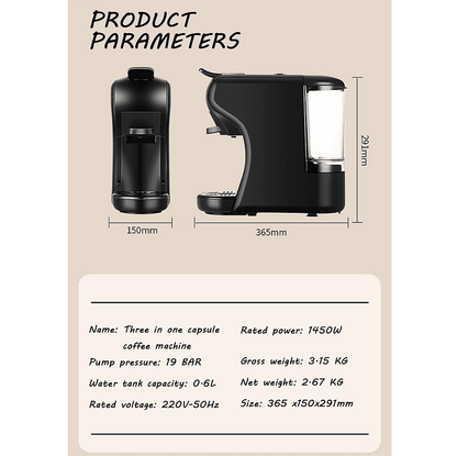 PSAC504K 70ml espresso 19Bar extract French coffee Mocha Italian espresso, touch sensing 1450W - Discount Msrp 