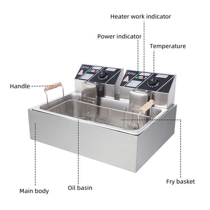 [Replace the old encoding 82308600]Eh83O 110V Oil Consumption 12.7Qt/12L Oil Pan Total Capacity 23.26Qt/22L Stainless Steel Large Single-Cylinder Electric Fryer 5000W Max - Discount Msrp 