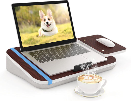 Lap Desk with Cushion, Tablet Holder and Detachable Mouse Tray, Fits Up to 16.1 Inches Laptops, Lap Desk for Bed Couch Sofa and Table - Discount Msrp 