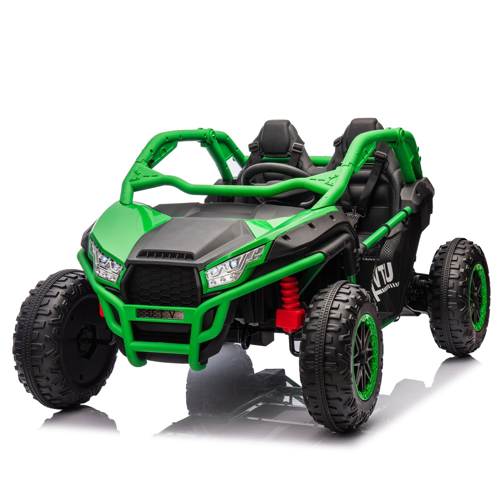 24V Two-seater Kids Ride On UTV w/Parents Control,20in seat width,400W Super high power,Four-wheel Suspension,Bluetooth,MP3,USB,LED Light,Horn,Rear storage space,Speeds 3.73-4.97MPH For Kids aged 3+. - Discount Msrp 