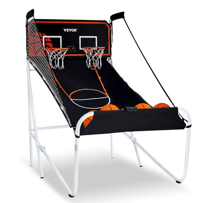 VEVOR Foldable Basketball Arcade Game, 2 Player Indoor Basketball Game, Home Dual Shot Sport with 5 Balls, 8 Game Modes, Electronic Scoreboard, and Inflation Pump, for Kids, Adults (Black & White) - Discount Msrp 