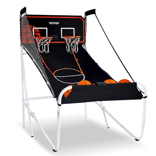 VEVOR Foldable Basketball Arcade Game, 2 Player Indoor Basketball Game, Home Dual Shot Sport with 5 Balls, 8 Game Modes, Electronic Scoreboard, and Inflation Pump, for Kids, Adults (Black & White) - Discount Msrp 