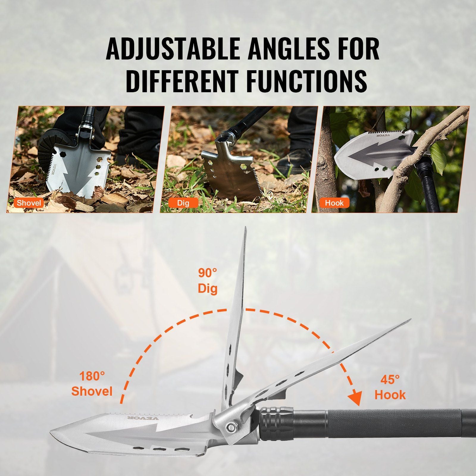 Survival Shovel 11 in 1 Camping Shovel Folding Multitool Portable Compact - Discount Msrp 