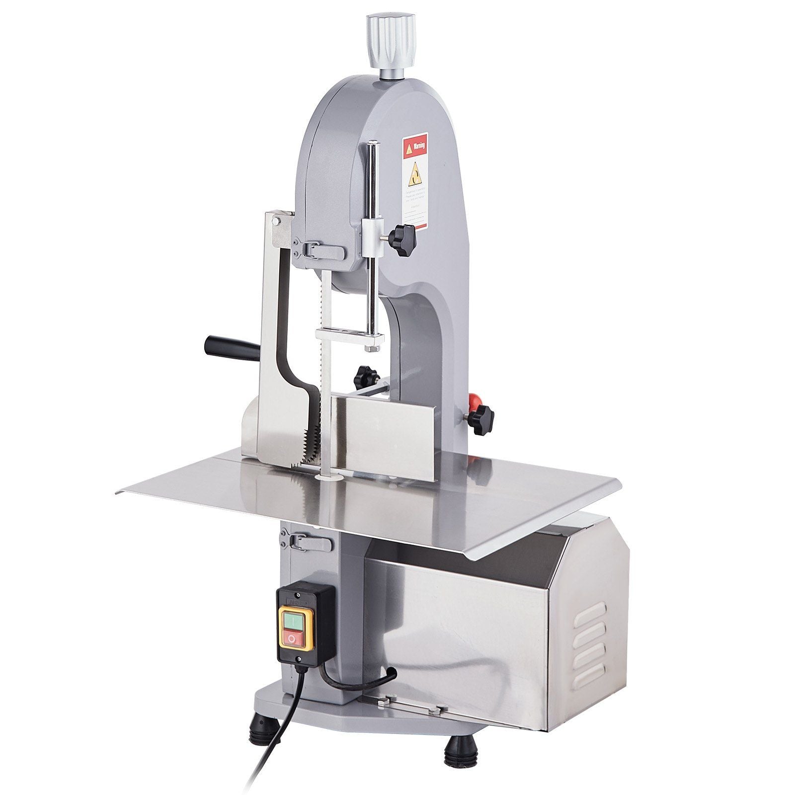 VEVOR Commercial Electric Meat Bandsaw, 1500W Stainless Steel Countertop Bone Sawing Machine, Workbeach 19.3" x 15", 0.16-7.9 Inch Cutting Thickness, Frozen Meat Cutter with 6 Blades for Rib Pork Beef - Discount Msrp 