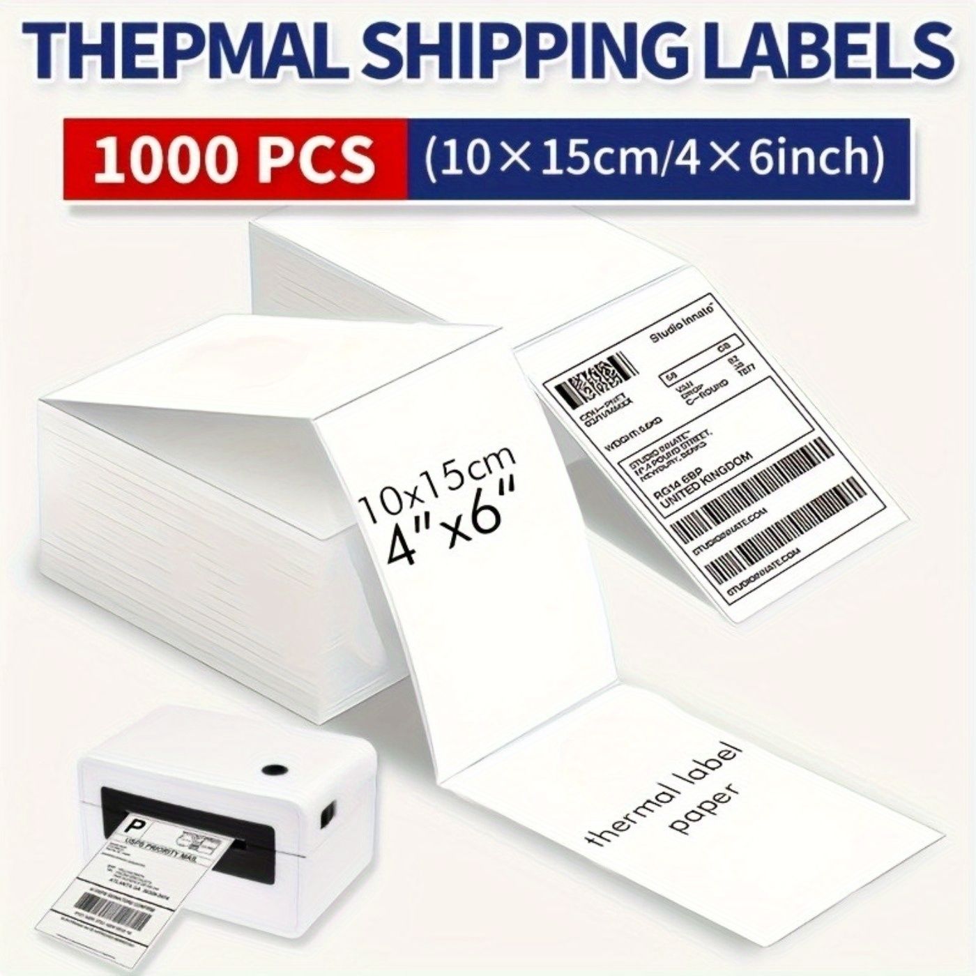 Thermal Paper 500/1000/1500 /2000/2500/3000/3500/4000 sheets of 4 ''x6' 'thermal label paper white shipping labels, used for thermal label printers, logistics labels 100x150mm - Discount Msrp 