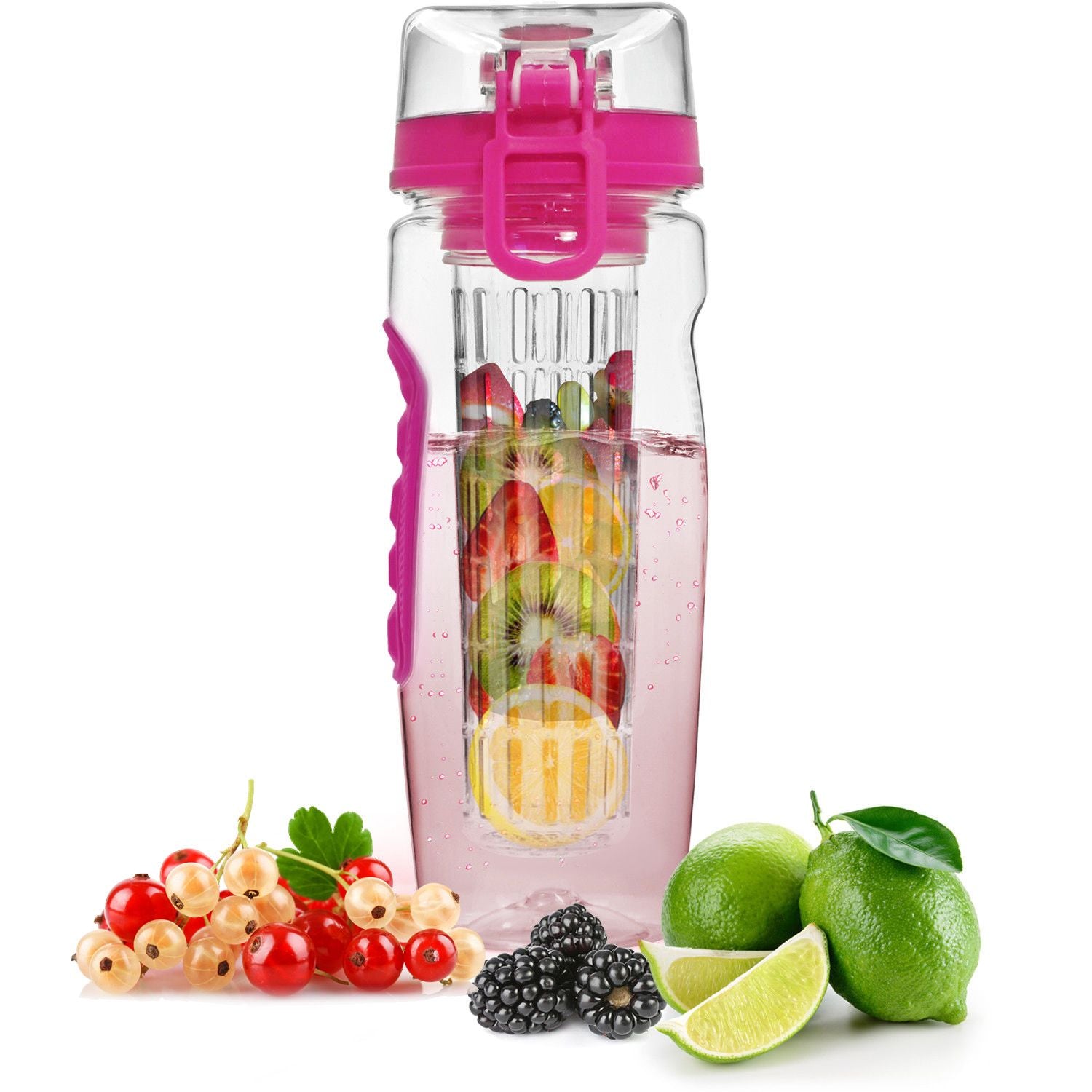 Fruit Infuser Water Bottle 32OZ Juice Shaker Sport w/ Flip Top Lid Anti-Slip Grips For Office Home Sport Running Walking Hiking - Discount Msrp 