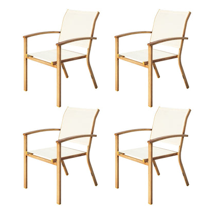Set of 4 Outdoor Patio Chairs, Integrated Stackable Wrought Iron Furniture Dining Chairs with Arms, Textilene Fabric Indoor Outdoor Chairs for Porch, Yard, Lawn, Garden - Discount Msrp 