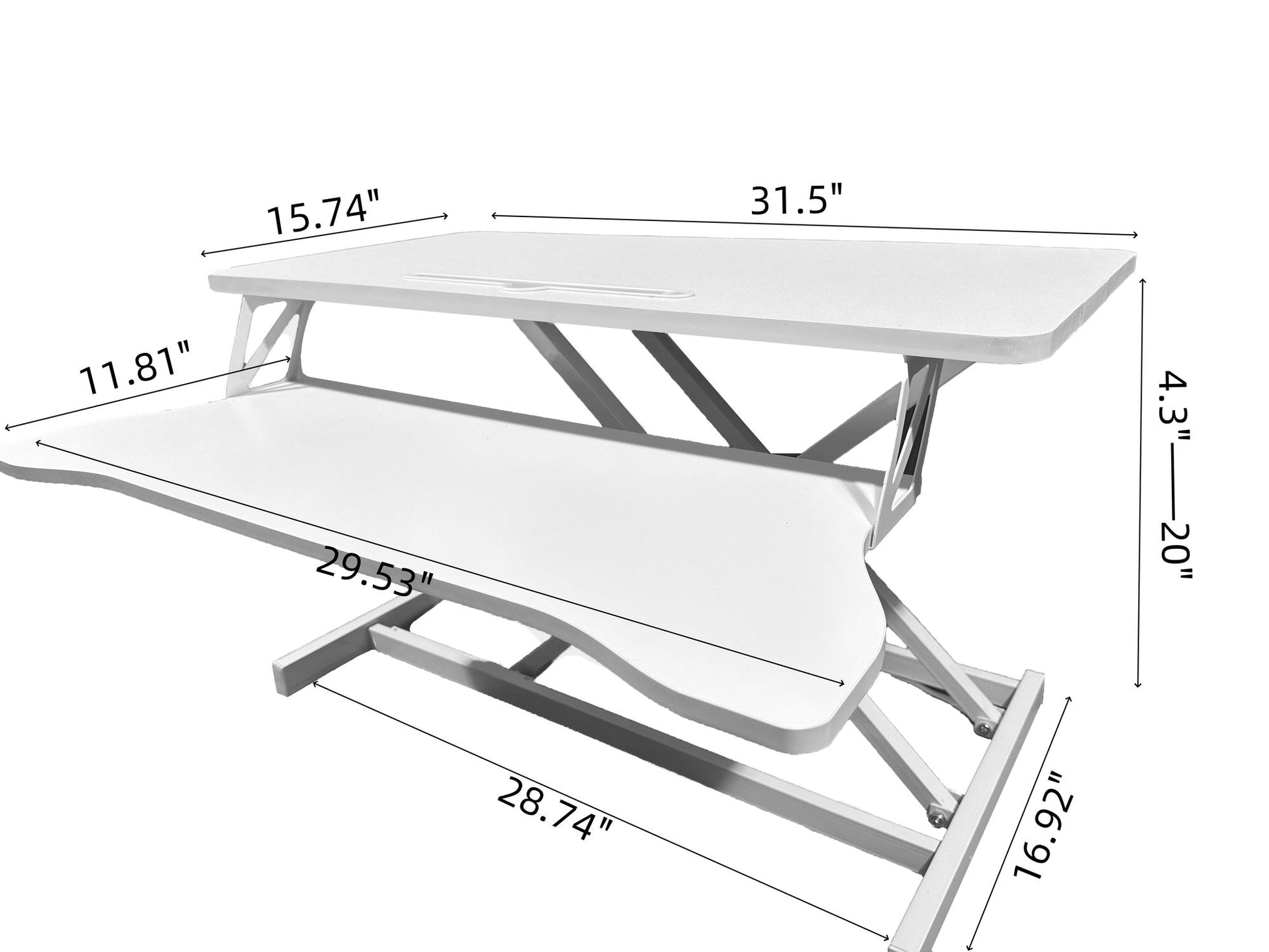 32 Inch Desk Converter, Height Adjustable Sit to Stand Riser, Dual Monitor and Laptop Workstation with Wide Keyboard Tray, White - Discount Msrp 