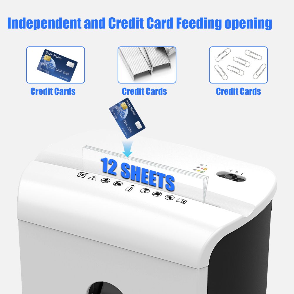 Woolsche Paper Shredder, P-4 Security Level,12-Sheet Cross Cut with 4.76-Gallon Pull Out Bin, Shred Paper and Credit Card/CD for Office Use - Discount Msrp 
