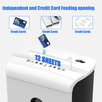Woolsche Paper Shredder, P-4 Security Level,12-Sheet Cross Cut with 4.76-Gallon Pull Out Bin, Shred Paper and Credit Card/CD for Office Use - Discount Msrp 