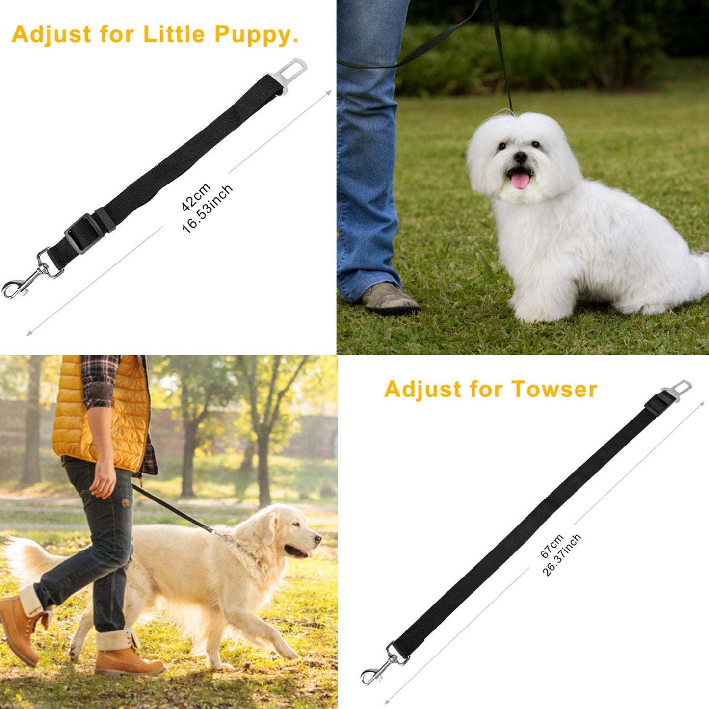 2Pcs Pet Dog Seat Belt Leash Adjustable Pet Dog Cat Safety Leads Harness - Discount Msrp 