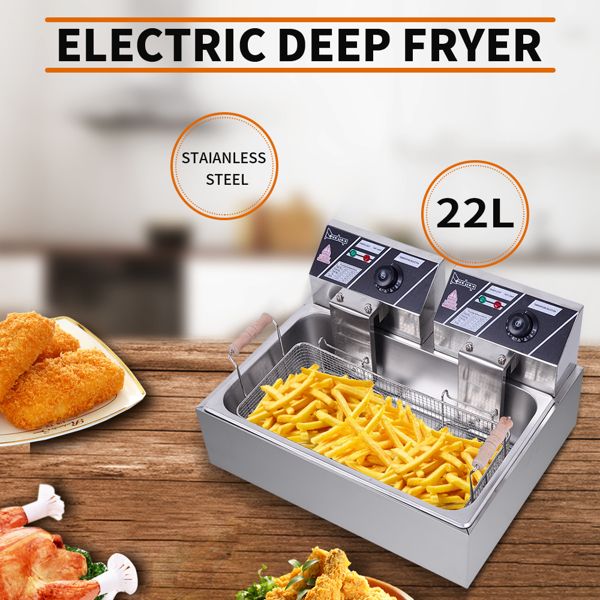 [Replace the old encoding 82308600]Eh83O 110V Oil Consumption 12.7Qt/12L Oil Pan Total Capacity 23.26Qt/22L Stainless Steel Large Single-Cylinder Electric Fryer 5000W Max - Discount Msrp 