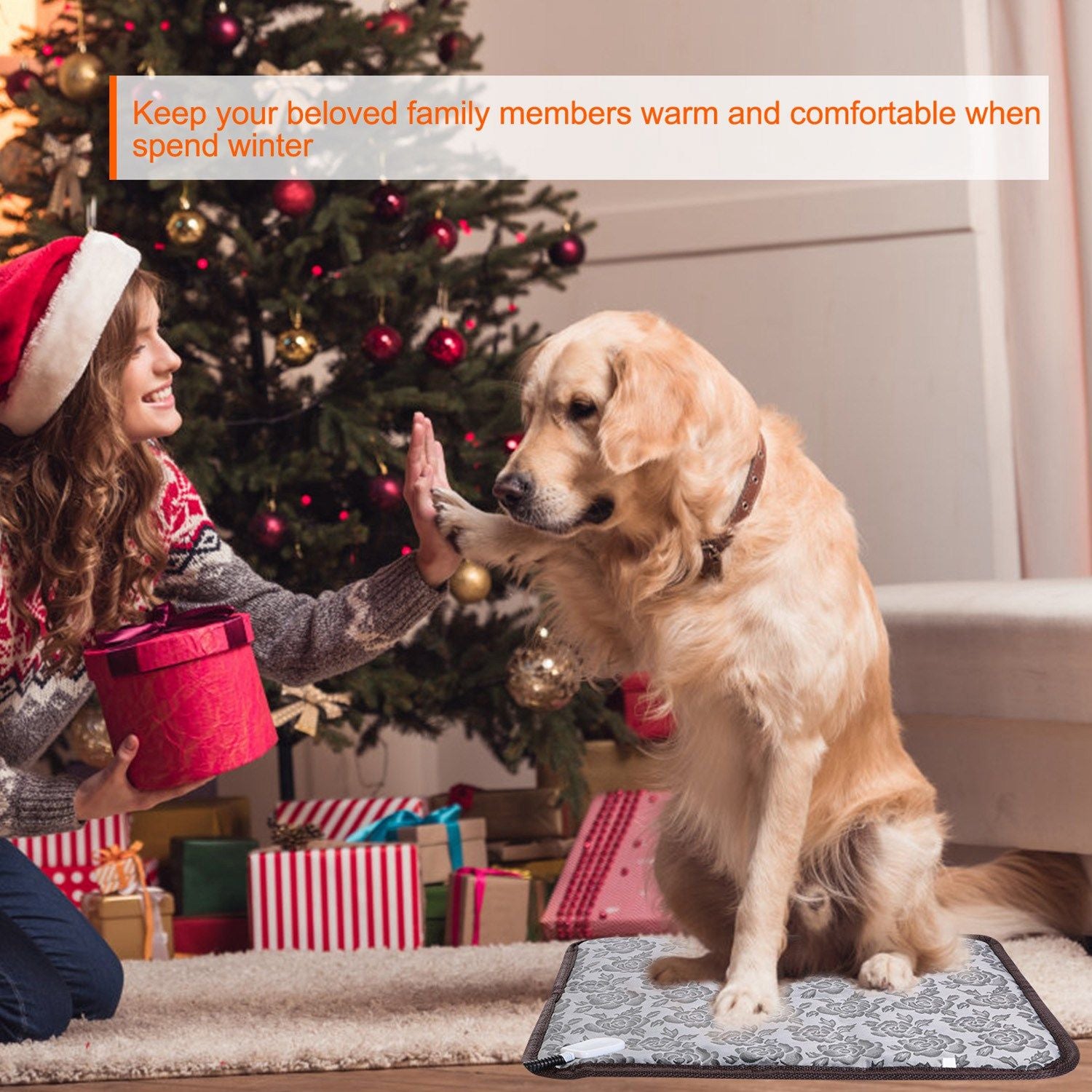 Pet Heating Pad Dog Cat Electric Heating Mat Waterproof Adjustable Warming Blanket - Discount Msrp 