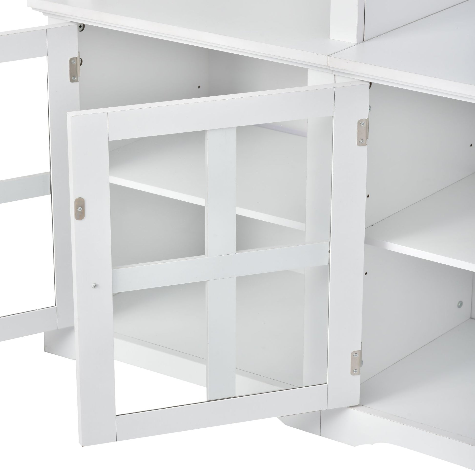 [VIDEO provided] ON-TREND Minimalism Entertainment Wall Unit with Bridge, Modern TV Console Table for TVs Up to 70", Multifunctional TV Stand with Tempered Glass Door, White (Old SKU: SD000009AAK) - Discount Msrp 