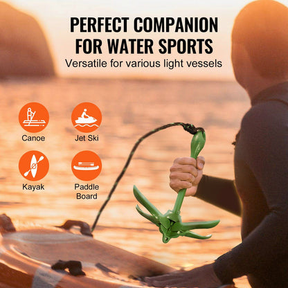 VEVOR Kayak Anchor Kit, 3.5 lb Paddle Board Anchor Kit with 26.2 ft/8 m Rope and Buoy, Folding Small Boat Anchor with Storage Bag and Snap Hook, Kayak Accessories for Kayaks, Small Boats, Canoes - Discount Msrp 