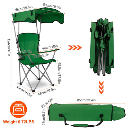 Foldable Beach Canopy Chair Sun Protection Camping Lawn Canopy Chair 330LBS Load Folding Seat - Discount Msrp 