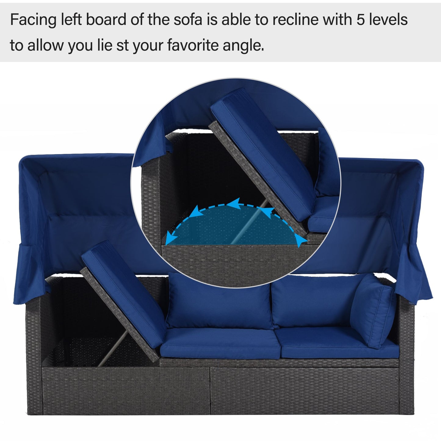Outdoor Patio Rectangle Daybed with Retractable Canopy, Wicker Furniture Sectional Seating with Washable Cushions, Backyard, Porch - Discount Msrp 