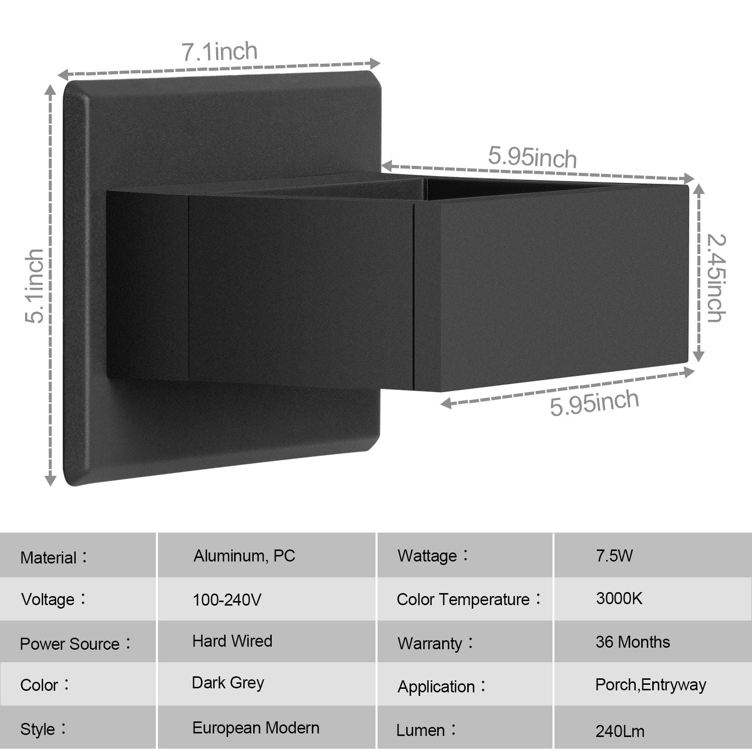 Inowel Wall Sconce LED Integrated Porch Light Modern Waterproof IP54 Wall Lamps Outdoor Up/Down Skeleton Light 17505 - Discount Msrp 