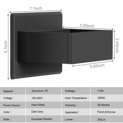 Inowel Wall Sconce LED Integrated Porch Light Modern Waterproof IP54 Wall Lamps Outdoor Up/Down Skeleton Light 17505 - Discount Msrp 