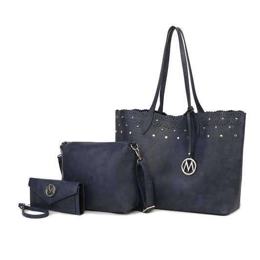 MKF Collection Mariahna 3 PCS Shopper Tote, Cross and Wallet Handbag by Mia K - Discount Msrp 