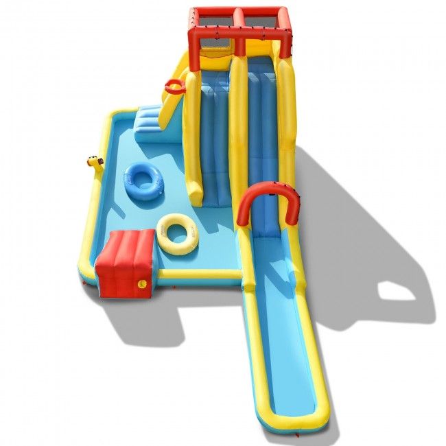 Inflatable Dual Slide Water Park Climbing Bouncer with 735W Air Blower - Discount Msrp 
