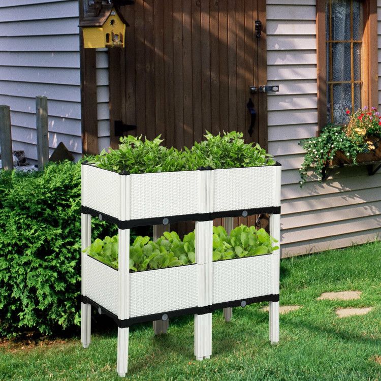 Set of 4 Elevated Flower Vegetable Herb Grow Planter Box - Discount Msrp 