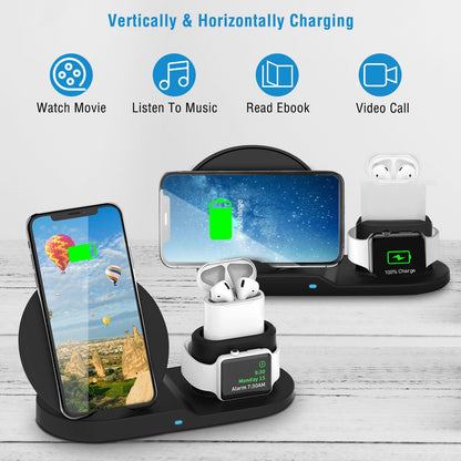 Wireless Charger 10W Fast Charging Station For iPhone Apple iWatch Series 5/4/3/2/1 AirPods - Discount Msrp 