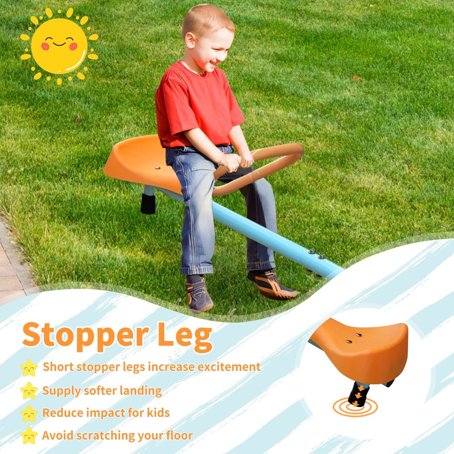 Outdoor Kids Spinning Seesaw Sit and Spin Teeter Totter Outdoor Playground Equipment Swivel Teeter Totter for Backyard - Discount Msrp 