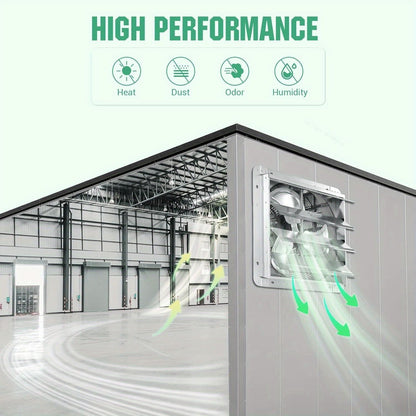 High-speed aluminum wall-mounted exhaust fan, 800/1000 CFM, AC motor, for ventilation and cooling in greenhouses, garages, sheds and shops (without plug) - Discount Msrp 