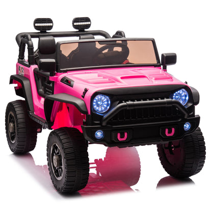 24V Two-Seater Kids Ride On Truck Car W/Parents Control,200w*2,Seat width 20.28in,Four-wheel Suspension,LED Lights,Music,MP3,Bluetooth,Two independent seat belts,Suitable for off-road For Kids Aged 3+ - Discount Msrp 