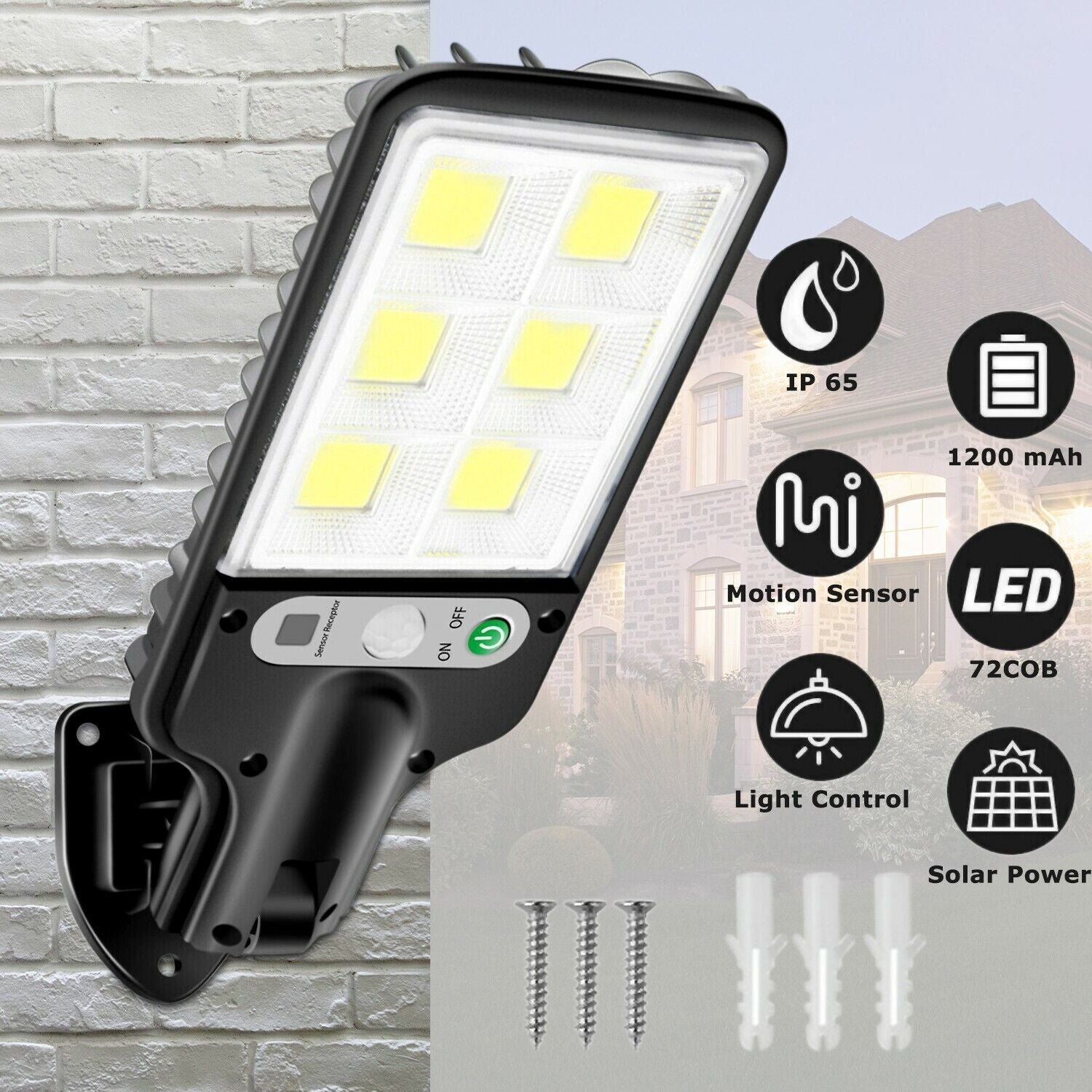 LED Solar Motion Sensor Light Bright Garden Outdoor Street Wall Lamp Solar Wall Lamp Lights Outdoor Road Lamp For Garden, Yard, Garage, Path - Discount Msrp 