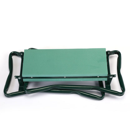 Outdoor 2-in-1 Garden Stool and Kneeler; Garden Bench with Tool Bags; Kneeling Pad; Gift for Parent; Portable; Green - Discount Msrp 